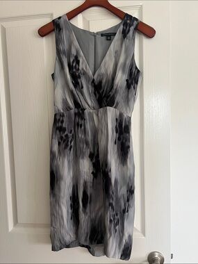 Banana Republic Black and Gray Watercolor Midi Dress